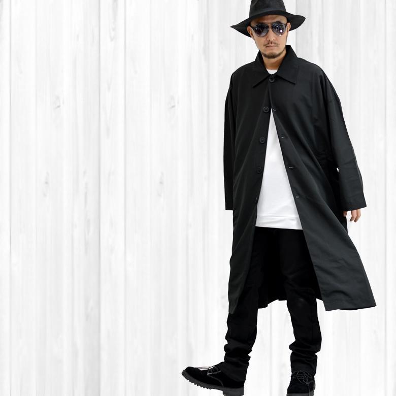 レオナール　ライトアウター　スプリングコート　ロゴ　総柄　日本製　ブラック　M オーバーサイズステンカラーコート コート メンズ スプリング