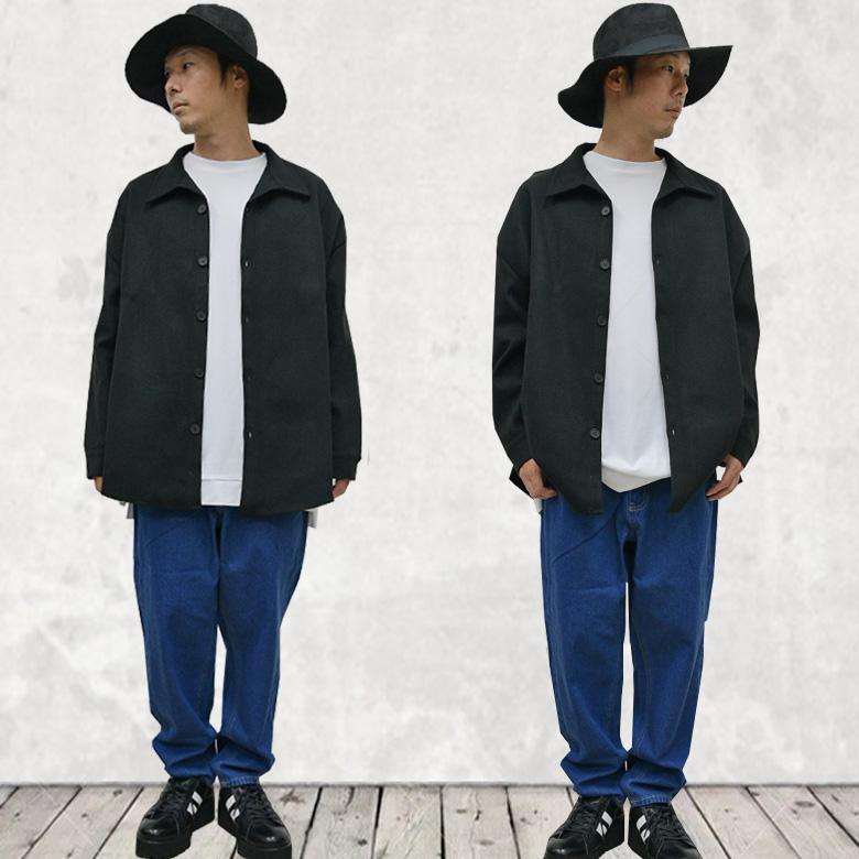 早い者勝ち！Stone  ビックシルエットシャツジャケット 閉店セール】ビッグシルエットメルトン素材 シャツジャケット メンズ
