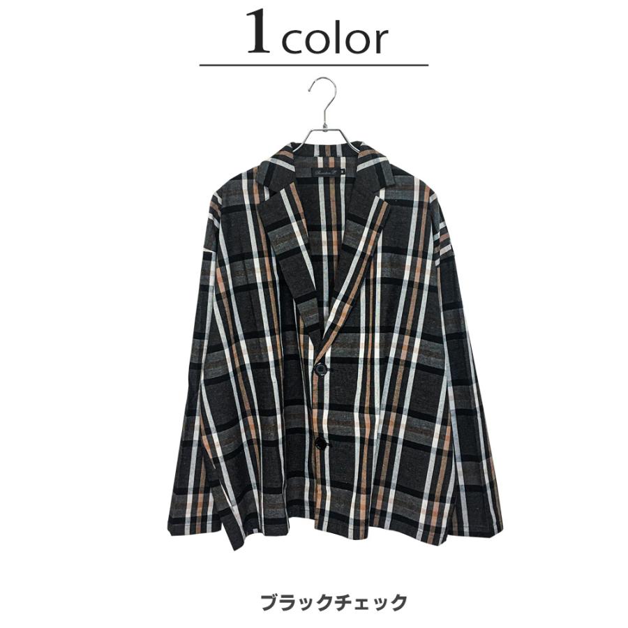 ビッグシルエット チェック柄ジャケット メンズ オーバーサイズ 