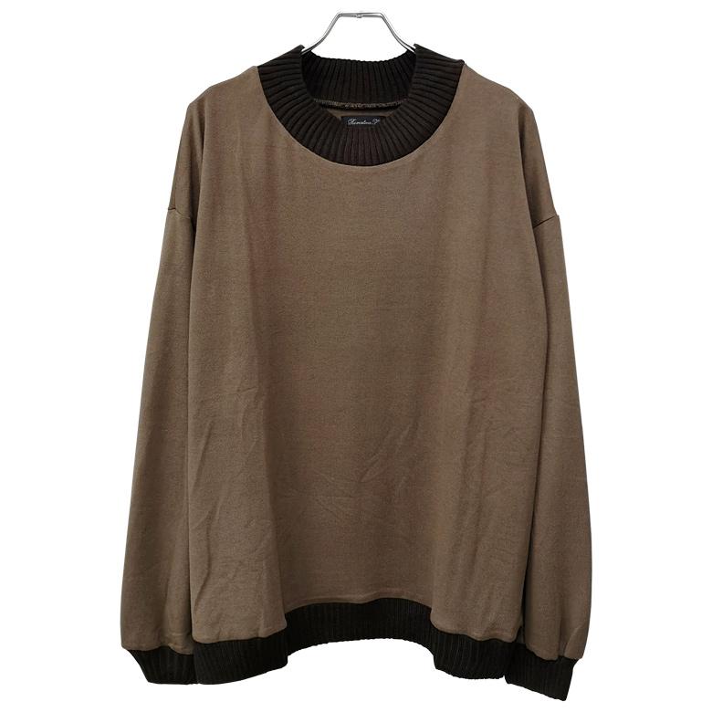 閉店セール】ネック&リブ切り替え長袖 ビ ッグトレーナー ニット