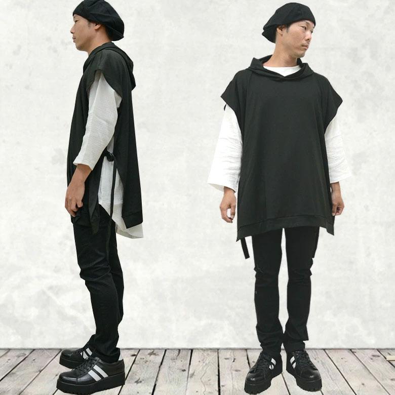 閉店セール】ビッグシルエット ムササビノースリーブパーカー メンズ