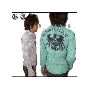 閉店セール】クリンクル加工サーフワッペン付バクプリチェックシャツ