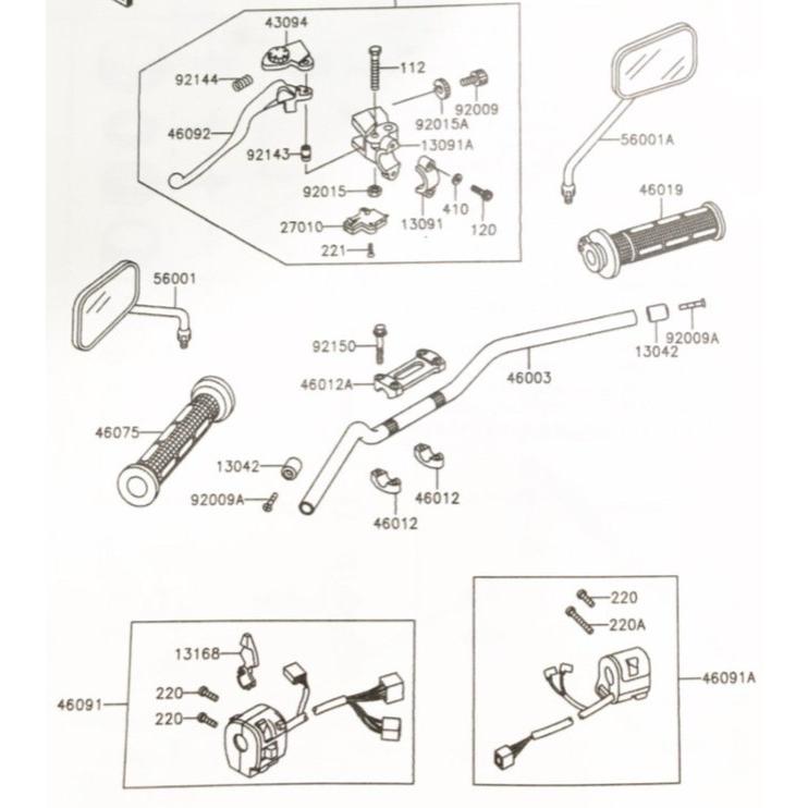 ゼファー400 取引中 カワサキ（Kawasaki） ゼファー400(ZR400C) C5〜C7 グリップ左右 図中