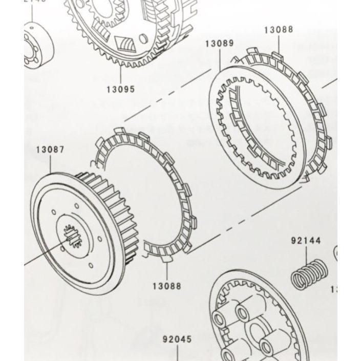 カワサキ ZRX400/400-II(ZR400E) クラッチバン等 1台分 1枚目図 カワサキ ZRX400/400-II(ZR400E) クラッチバン等 1台分 1枚目図