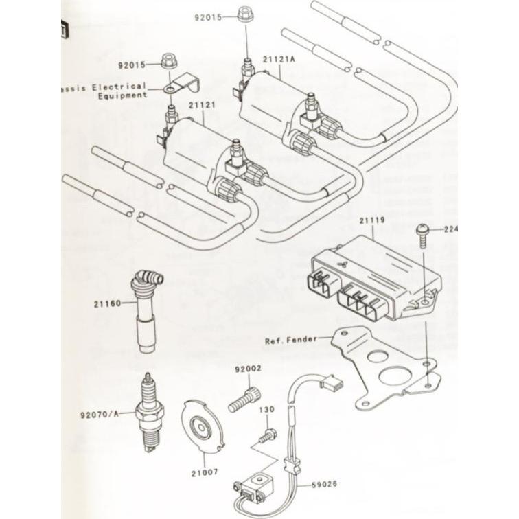 カワサキ ZRX400/400-II(ZR400E) プラグキャップ 1台分 図中 カワサキ ZRX400/400-II(ZR400E) プラグキャップ 1台分 図中