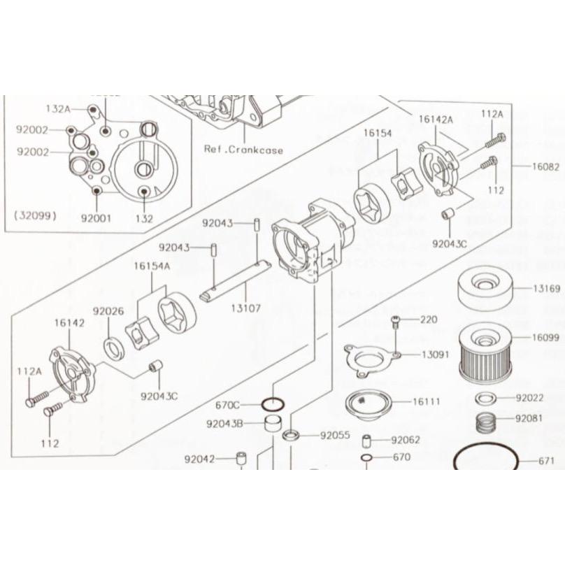 カワサキ ZRX1200 DAEG(ZRT20D) オイルポンプ 図中(16082番