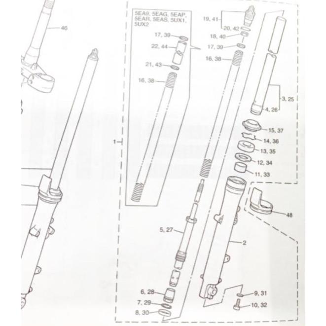ヤマハ発動機 XJR1300(RP01J) フロントフォークオーバーホール ヤマハ発動機 XJR1300(RP01J) フロントフォークオーバーホール
