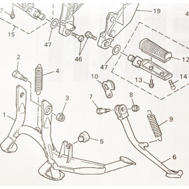 ヤマハ発動機 XJR1300(RP01J) サイドスタンド&スプリング 図中 ヤマハ発動機 XJR1300(RP01J) サイドスタンド&スプリング 図中