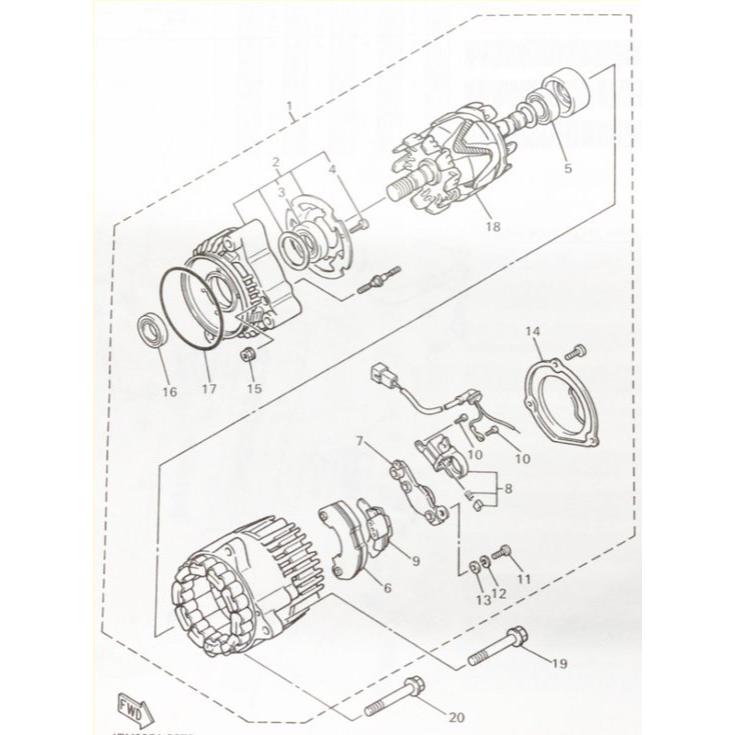 ヤマハ発動機 XJR1300(RP01J) レクチファイヤ(レクチファイア) 図中(6
