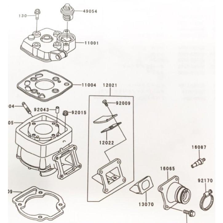 KSR-II(MX080B)　全年式　インテークマニホールド(インマニ　インシュレーター　キャブレターホルダー)　図中(16065番)　16065-1230 | カワサキ