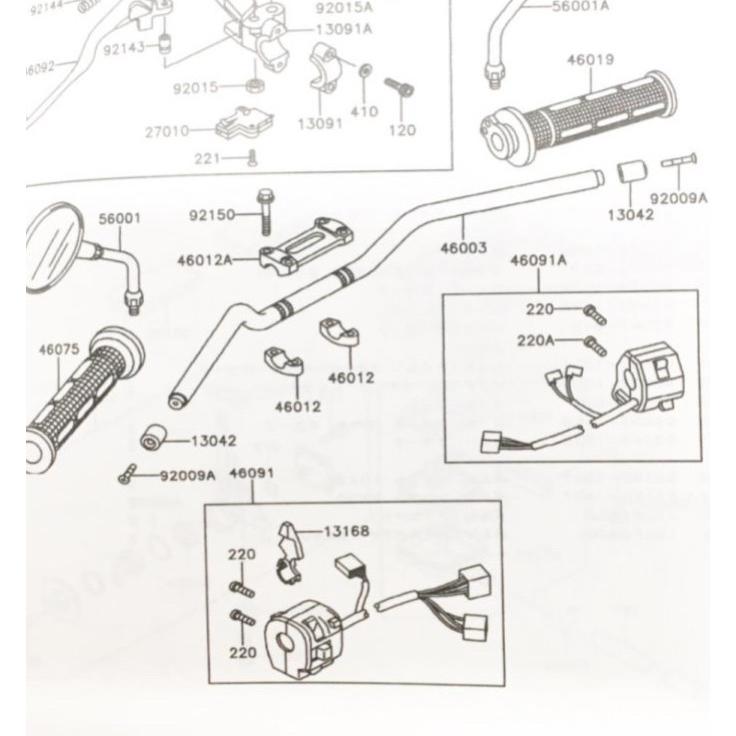 カワサキ バリオス(ZR250A) A4〜(1994年モデル〜) 右ハンドル カワサキ バリオス(ZR250A) A4〜(1994年モデル〜) 右ハンドル