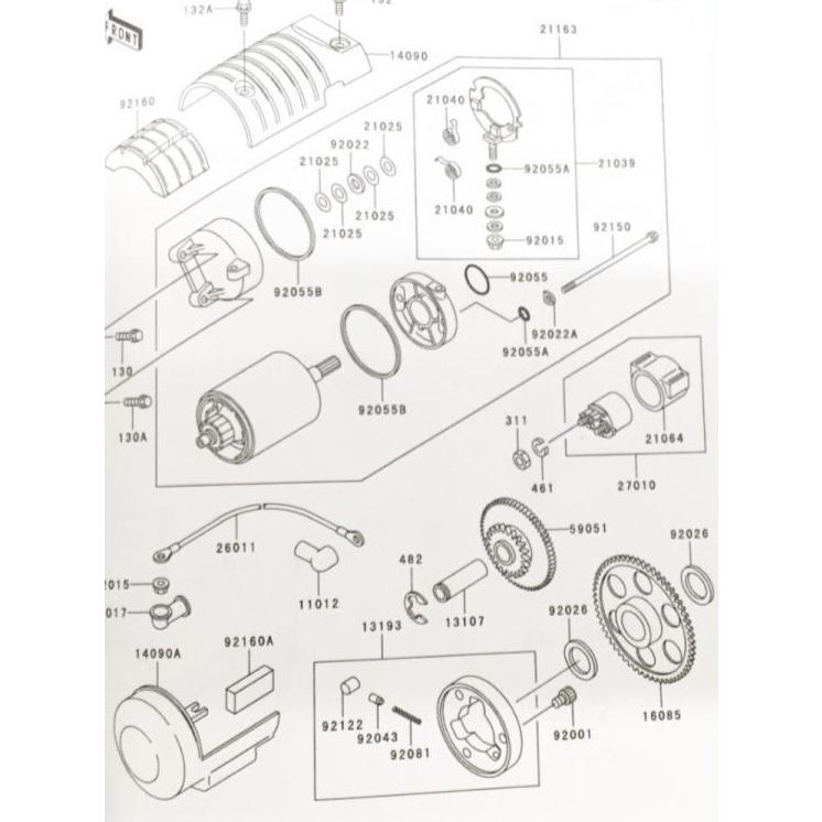 カワサキ（Kawasaki） ゼファーカイ(ZR400C) セルモーター(スターター