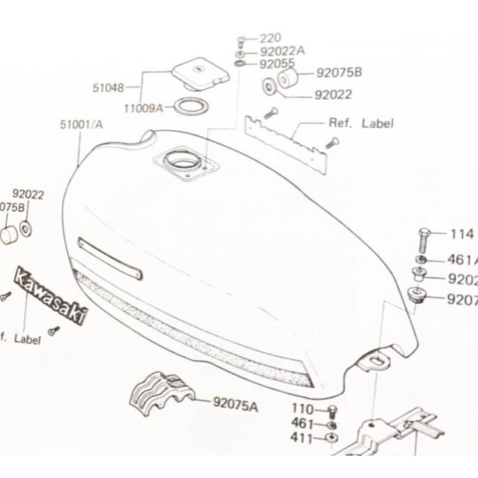 Z750GP(KZ750R) ガソリンタンクキャップ (フューエルタンクキャップ 燃料タンクキャップ) 図中(51048番) 51048