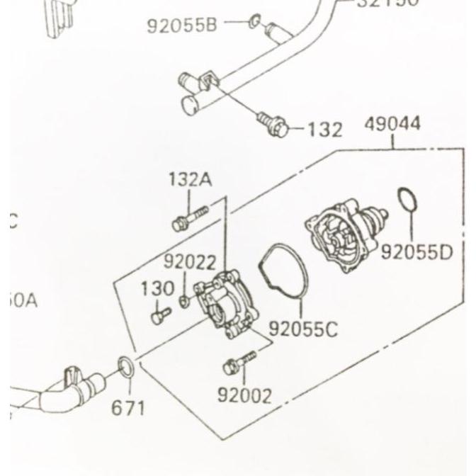 カワサキ ZZR1100(ZXT10C) ウォーターポンプ 図中(49044番 カワサキ ZZR1100(ZXT10C) ウォーターポンプ 図中(49044番