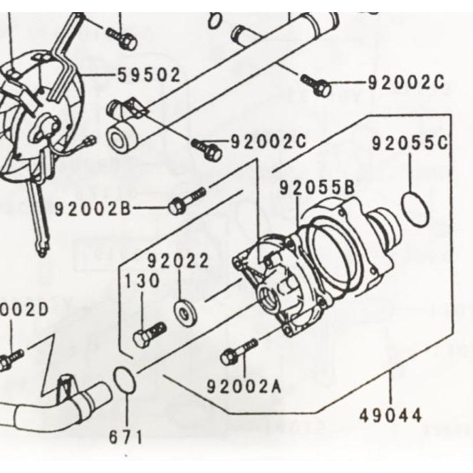 カワサキ ZZR1100(ZXT10D) ウォーターポンプ 図中(49044番 カワサキ ZZR1100(ZXT10D) ウォーターポンプ 図中(49044番