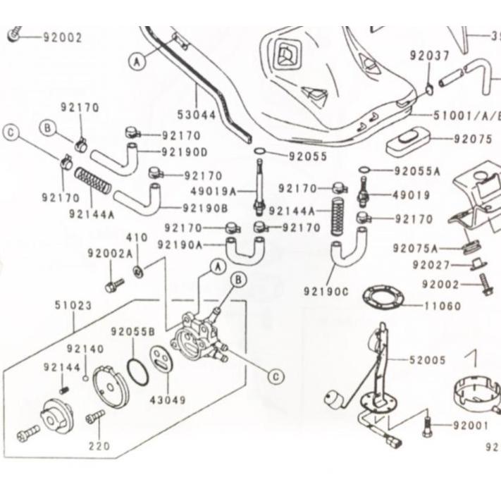 カワサキ ZZR1100(ZXT10D) D5〜(1997年モデル以降) フューエル カワサキ ZZR1100(ZXT10D) D5〜(1997年モデル以降) フューエル