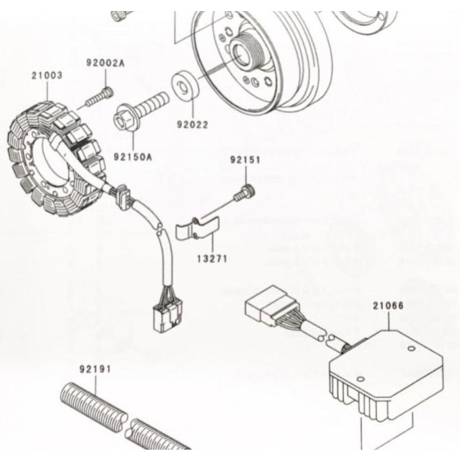カワサキ（Kawasaki） W650(EJ650A) ステーター (ジェネレーター) 図中