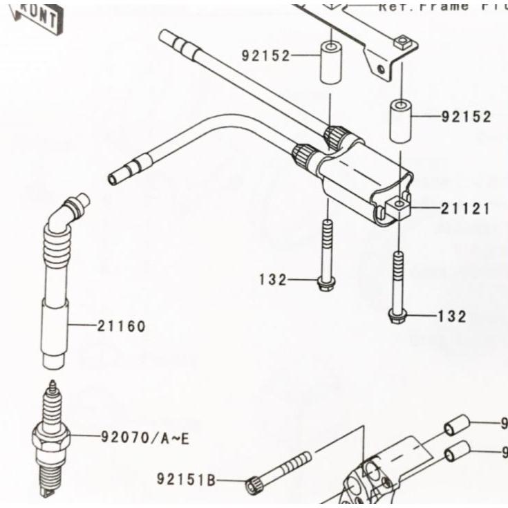 カワサキ（Kawasaki） W650(EJ650A) プラグキャップ 1台分 図中(21160