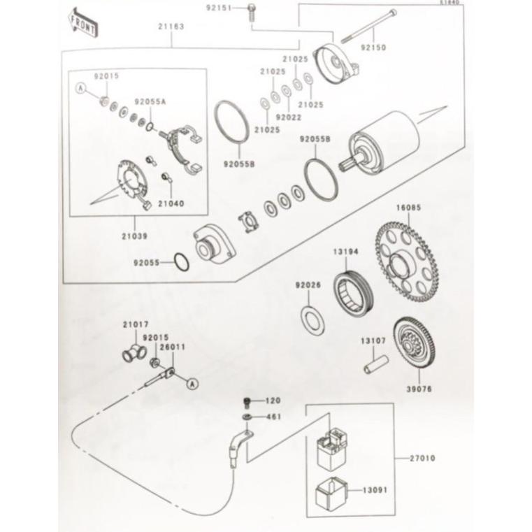 電気エンジンスターターモーター 21163-1320 カワサキ 650 750 700 4X4