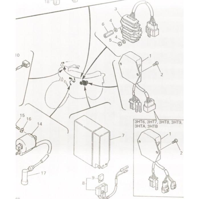 ヤマハ発動機 SR400(1JR) 車体番号1JR-285101〜(3HT5〜) レギュレター