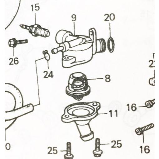 ホンダ（HONDA） フュージョン(MF02) サーモスタット 図中(8番) 19300