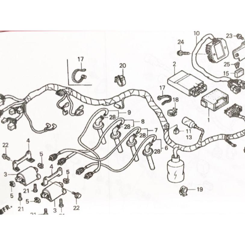 同梱分 ホンダ（HONDA） X4(SC38) イグニッションコイル 1台分 図中(3番