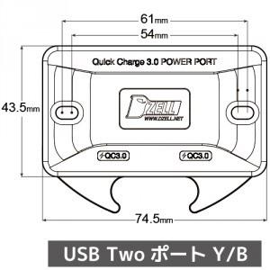 DZELL(ディーゼル) USB　TWOポートY/B　カラー　ブラック 780227　マスターシリンダーリザーブタンクボルトオンタイプUSBポート　充電器｜sps310｜02