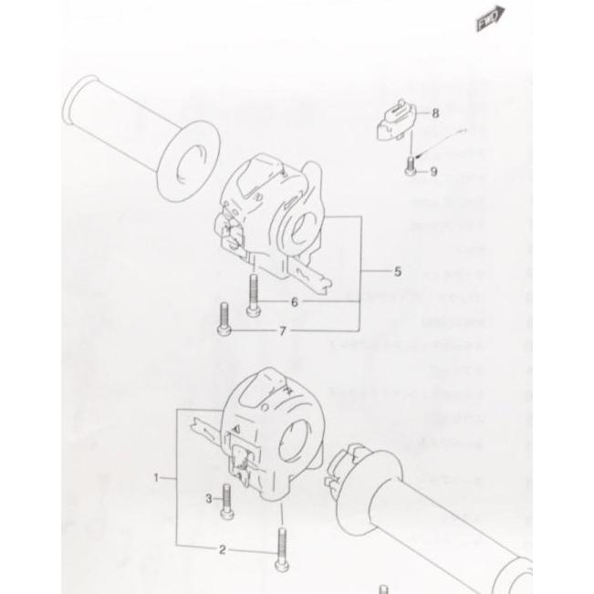 スズキ（SUZUKI） イナズマ400(GK7BA) ハンドルスイッチ右 図中(1番