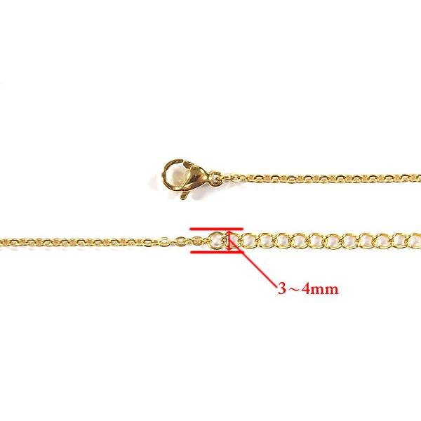 ネックレスチェーン ステンレス製 ゴールド 1.5mm 35cm/40cm/45cm/50cm/55cm/60cm ＋5cmアジャスター付 カットあずき チェーンのみ |  | 02