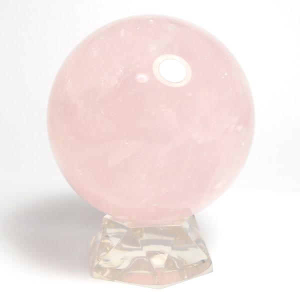 A196 ローズクォーツ丸玉　約51mm ローズクォーツ(紅水晶) 丸玉 67mm 台座付き 天然石 パーワーストーン