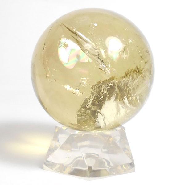 シトリン(天然)黄色水晶 丸玉 53mm 台座付き 天然石 パーワー