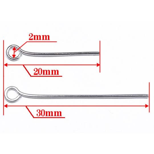 9ピン 長さ20mm/30mm 穴径2mm 線径約0.6mm 20本入り ステンレス製 ピン