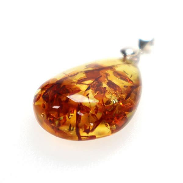 アンバー(琥珀) ペンダントトップ しずく型 天然石 パワーストーン