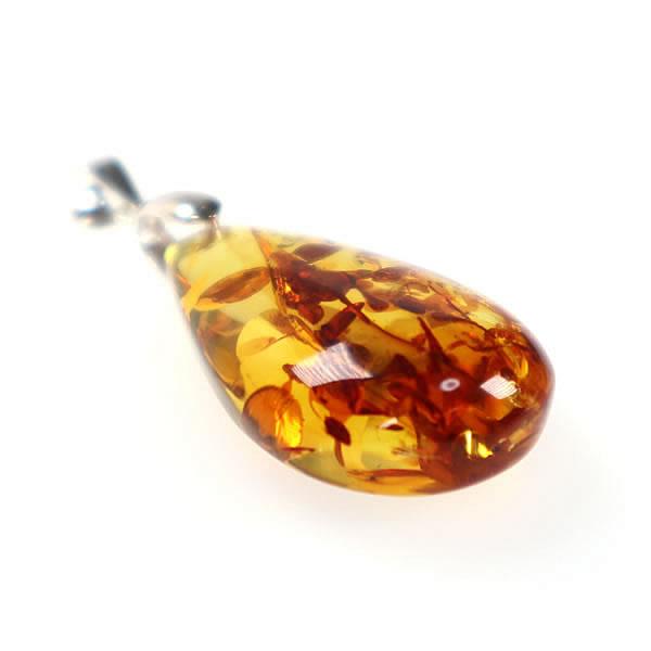 アンバー(琥珀) ペンダントトップ しずく型 天然石 パワーストーン