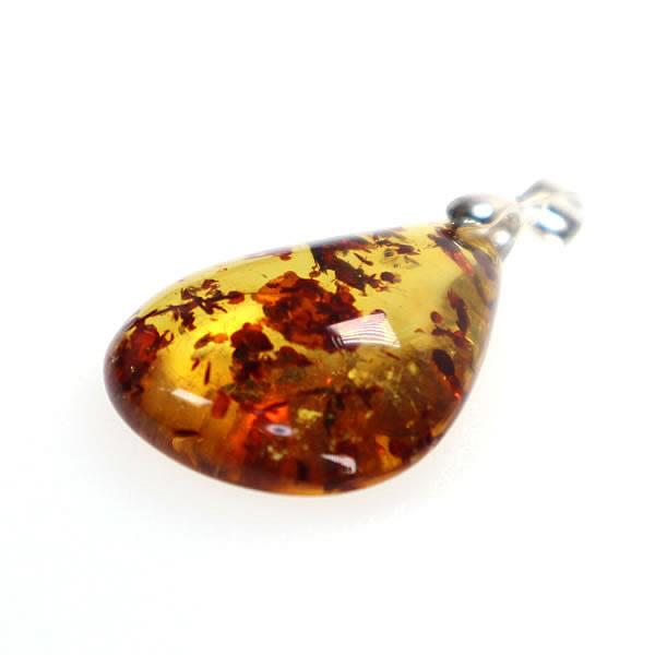 アンバー(琥珀) ペンダントトップ しずく型 天然石 パワーストーン