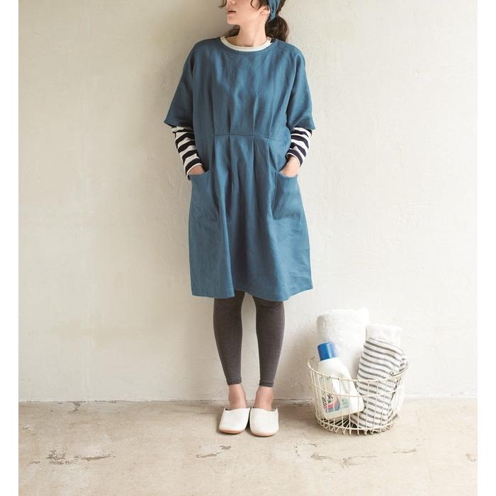 ドルマンスリーブの割烹着 型紙 S M L Llサイズ ソーイング パターン 縫い代付き 割烹着 カジュアル ワンピース レディース かんたん 日本製