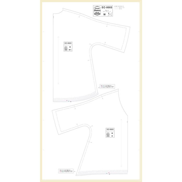 高橋恵美子デザイン　手ぬいのVネックチュニック　型紙　M　L　LLサイズ【型紙/縫い代付き/パターン/チュニック/イレギュラーヘム/ドルマン袖/カジュアル】 |  | 04