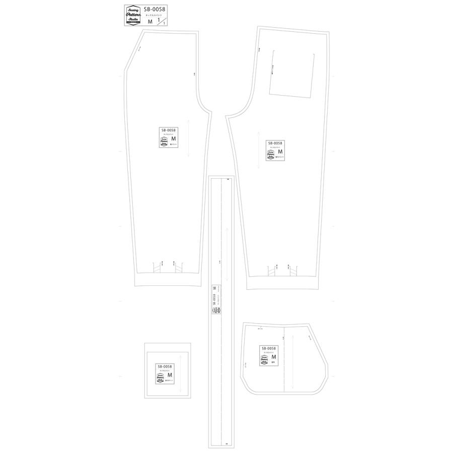 型紙】ウエストゴムのポケット付きパンツ(SB-0058) 型紙 S M L LL