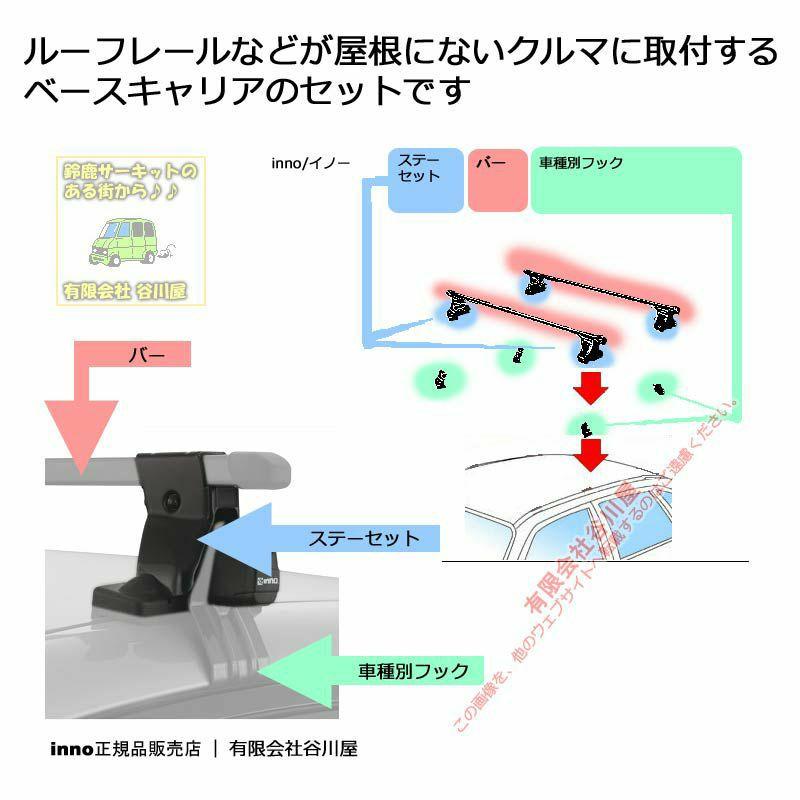 日産 セレナ 標準ルーフ #C25系 RR無 INSUT IN-B137BK K321 inno キャリア1台分の画像