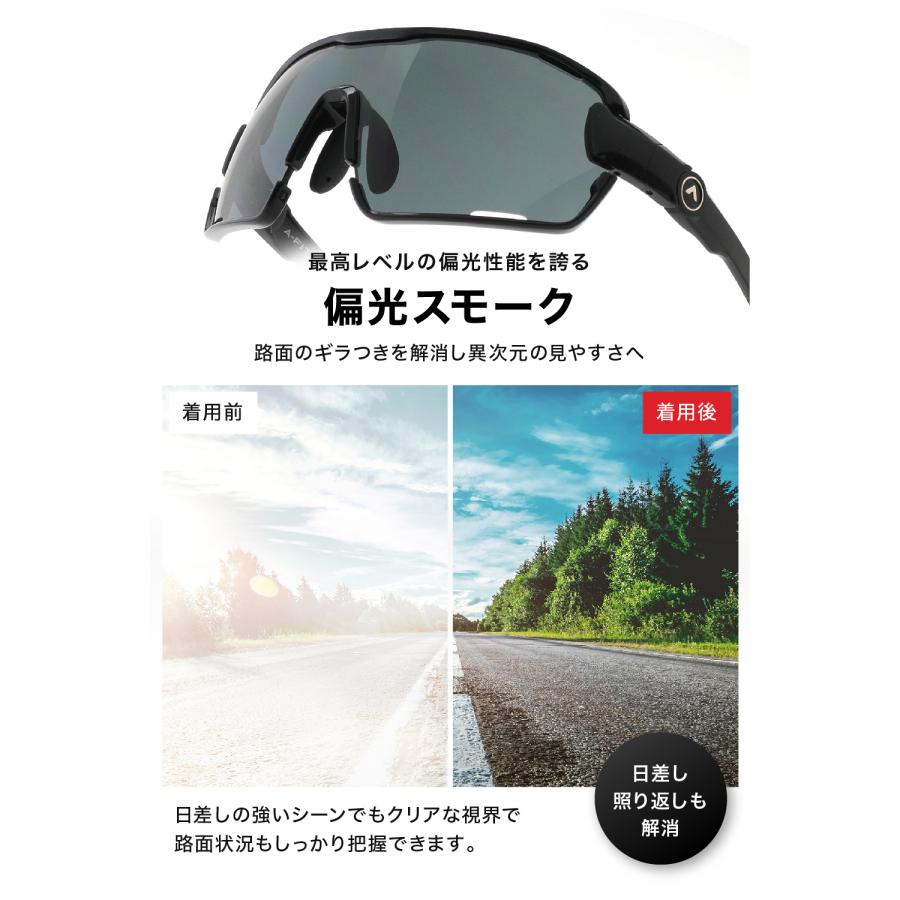 偏光スポーツサングラス メンズ  UVカット アジアンフィット テンプル角度調節可能 A-FIT（エーフィット） AF-805の画像