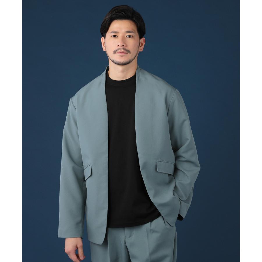 スプートニクス　ダークグレー ノーカラージャケット・パンツ・ニット　セットアップ スプートニクス ダークグレー ノーカラージャケット・パンツ・ニット