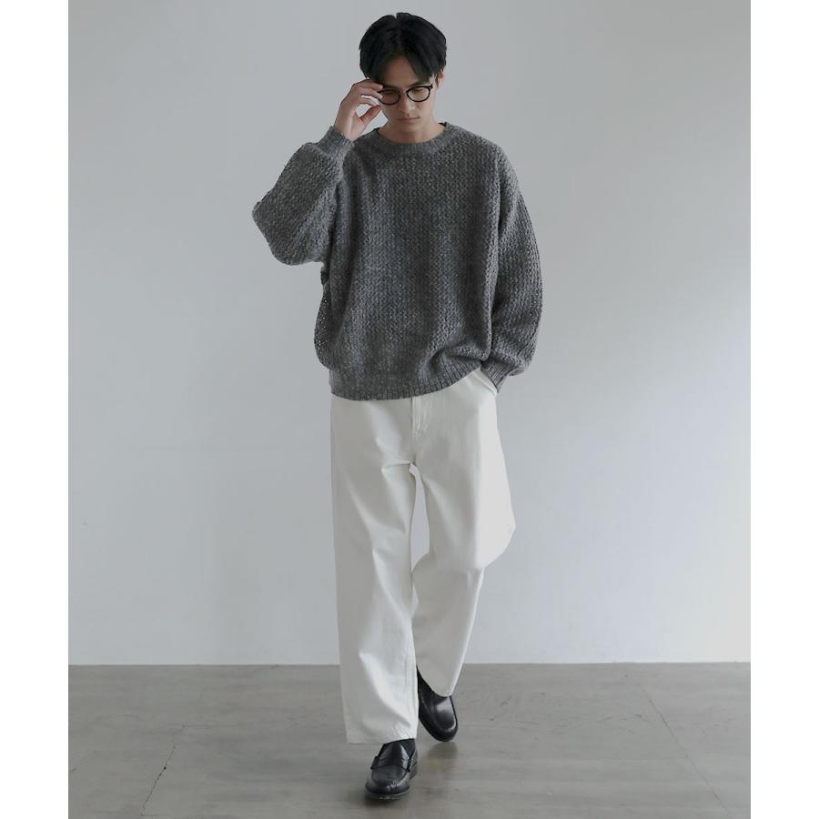 グレー 編み込みデザイン 長袖ニット グレー 編み込みデザイン 長袖ニット 【公式通販】