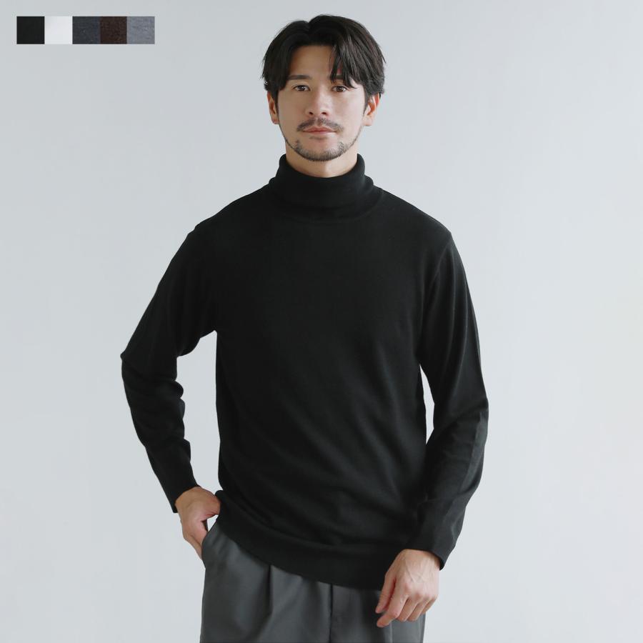 タートルネックニット メンズ 秋 冬 セーター 14G ハイゲージ シープ