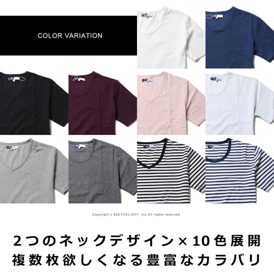 半袖 tシャツ カットソー メンズ Tシャツ スパンフライス V / Uネック カットソー｜spu｜25