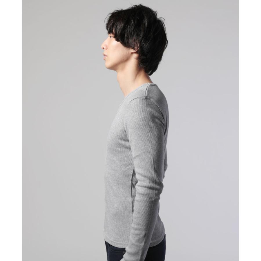 メンズ 長袖カットソー リブ編みライトグレー カットソー メンズ 長袖 秋 春 冬 綿 コットン リブ編み Tシャツ ロン