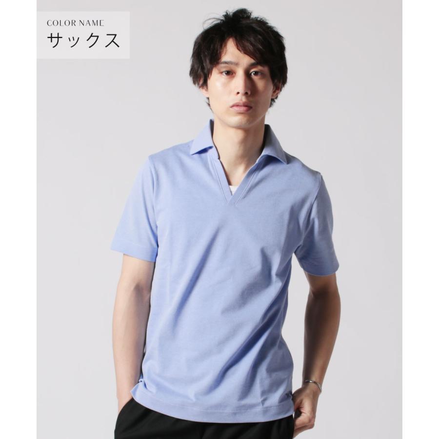 ポロシャツ メンズ 春 夏 秋 日本製 TC シルケット 鹿の子 ワイド