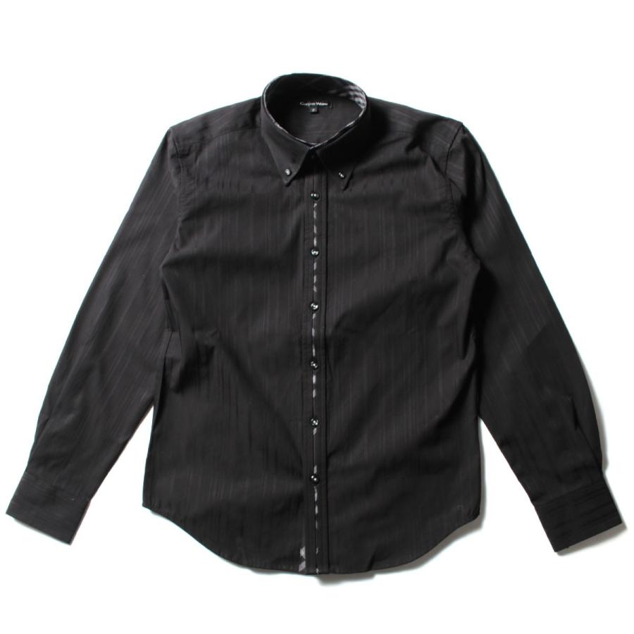 シャツ メンズ 春 夏 秋 リバーシブル ストライプ フロント アクセント