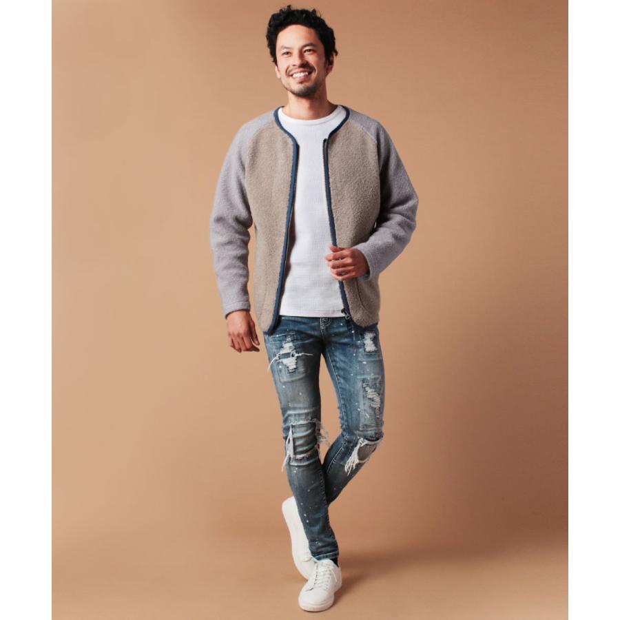 ジャケット メンズ 春 秋 冬 ノーカラー ボアジャケット ボア アメカジ