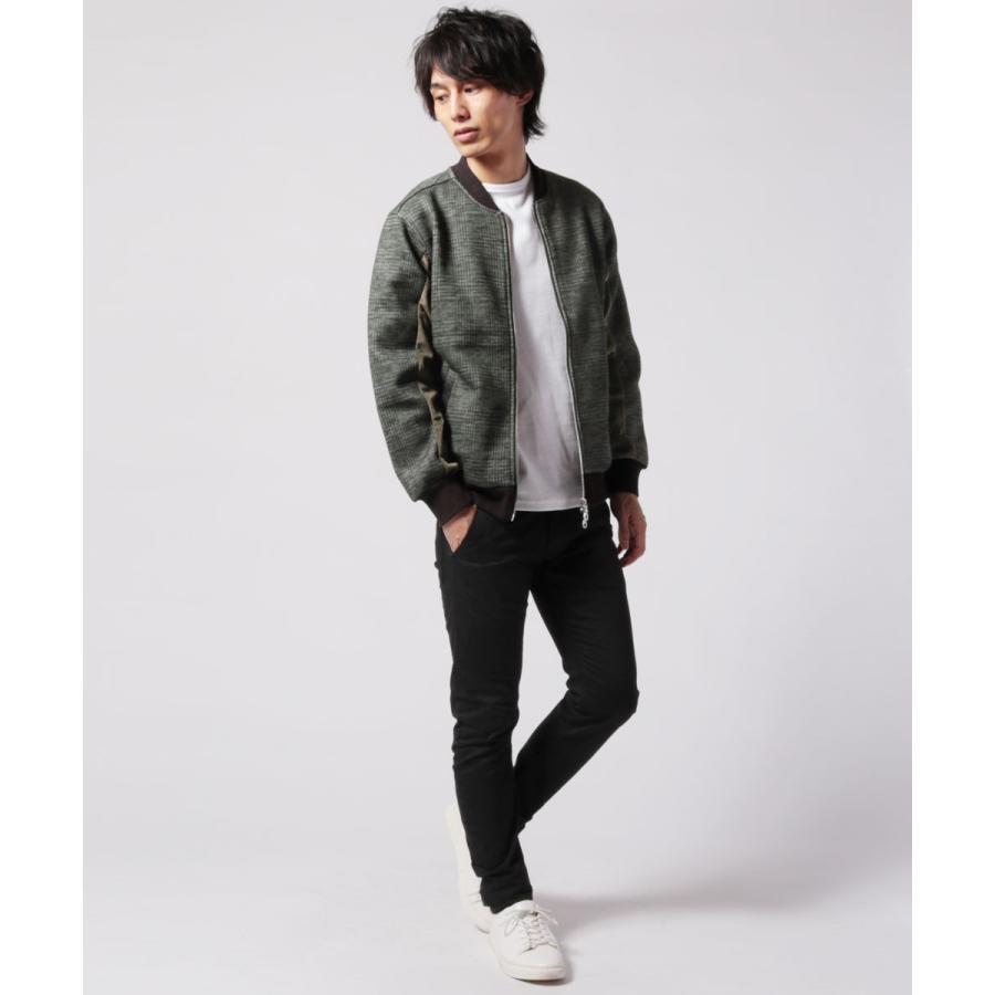 ブルゾン メンズ 秋 冬 チェック 裏起毛 リブ メンズファッション