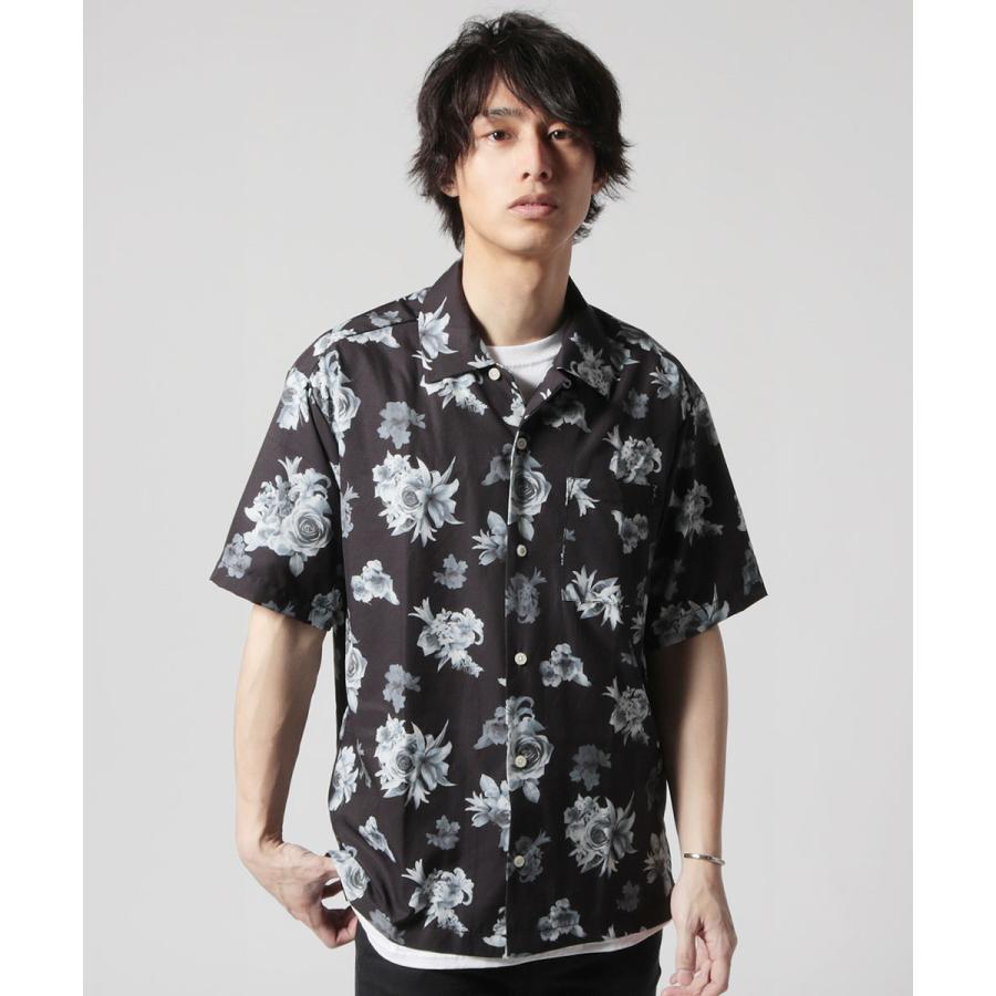 オープンカラーシャツ メンズ 春 夏 秋 シャツ 半袖 総柄